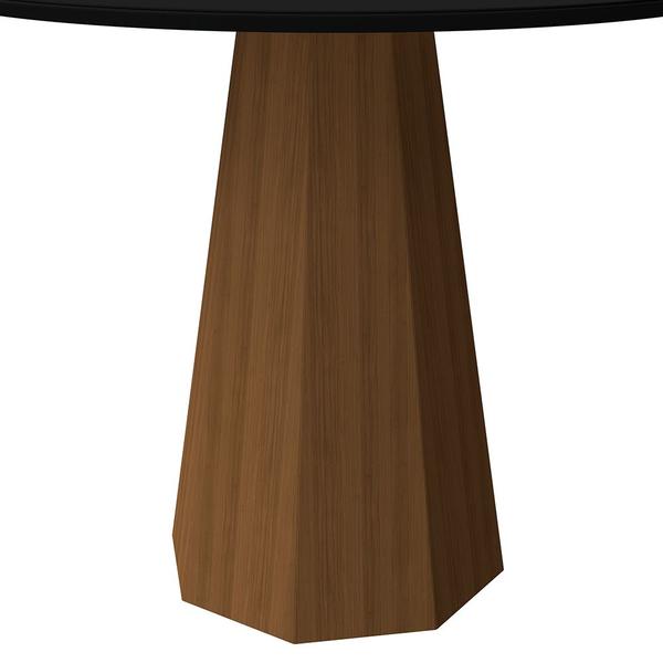 Imagem de Mesa de Jantar Redonda Tampo com Vidro Agnes 100 cm Preto Base Imbuia - D'Rossi