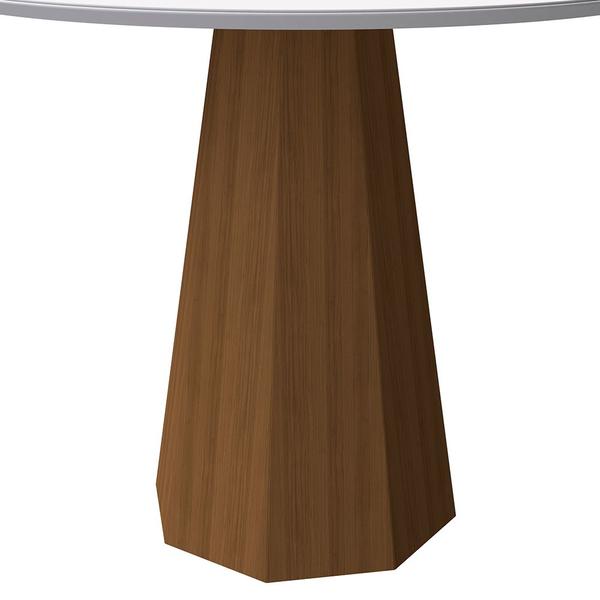 Imagem de Mesa de Jantar Redonda Tampo com Vidro Agnes 120 cm Off White Base Imbuia - D'Rossi