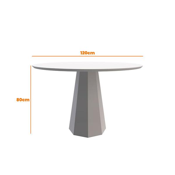 Imagem de Mesa de Jantar Redonda Tampo com Vidro Agnes 120 cm Off White Base Imbuia - D'Rossi