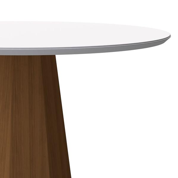 Imagem de Mesa de Jantar Redonda Tampo com Vidro Agnes 135 cm Off White Base Imbuia - D'Rossi