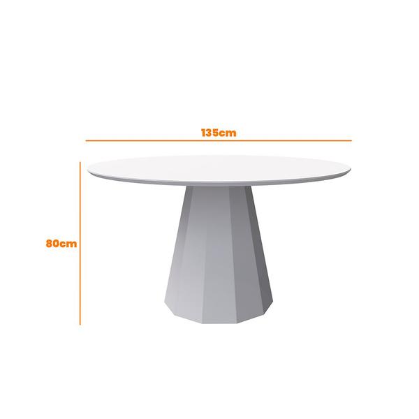 Imagem de Mesa de Jantar Redonda Tampo com Vidro Agnes 135 cm Off White- D'Rossi