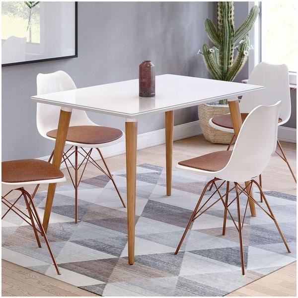 Imagem de Mesa De Jantar Retangular 120Cm 4 Lugares Veneza Plus C14 Branco - Mpozenato