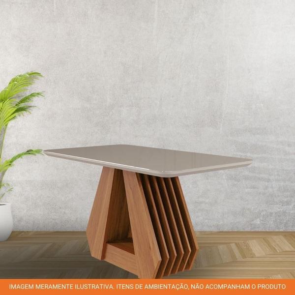 Imagem de Mesa De Jantar Retangular 130X80Cm Tampo Mdf/Vidro Agata Cimol Cinamomo/Off White