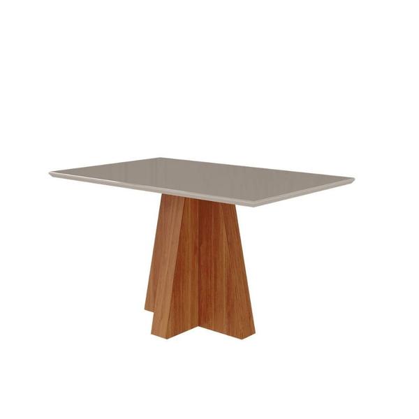 Imagem de Mesa De Jantar Retangular 130X80Cm Tampo Mdf/Vidro Patricia Cimol Cinamomo/Off White