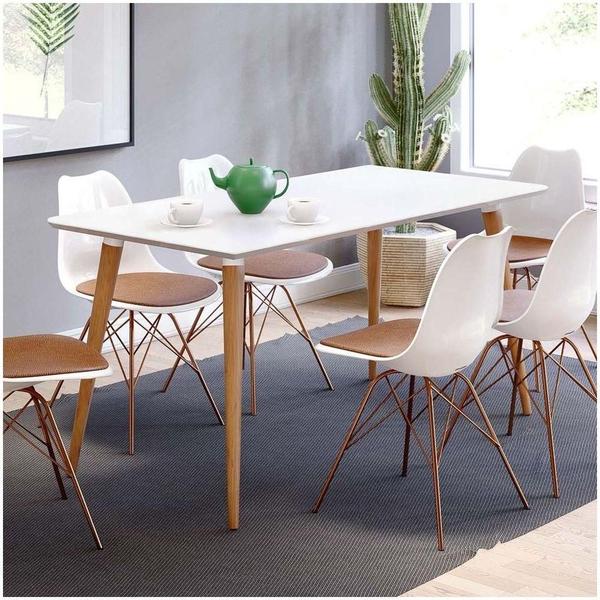 Imagem de Mesa De Jantar Retangular 160cm 6 Lugares Veneza C14 Branco - Mpozenato