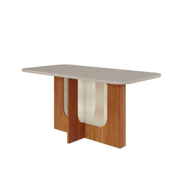 Imagem de Mesa De Jantar Retangular 160X80cm Tampo Mdf/Vidro Louise Cimol Cinamomo/Off White