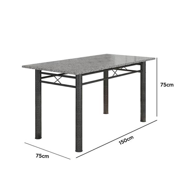 Imagem de Mesa de Jantar Retangular 6 Lugares Tampo em Granito Copa Cozinha Vitoria Fabone 75x150x15cm