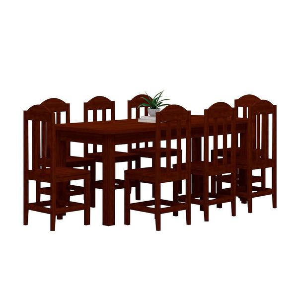 Imagem de Mesa De Jantar Retangular 8 Lugares Madeira Maciça Safira Castanho Shop JM