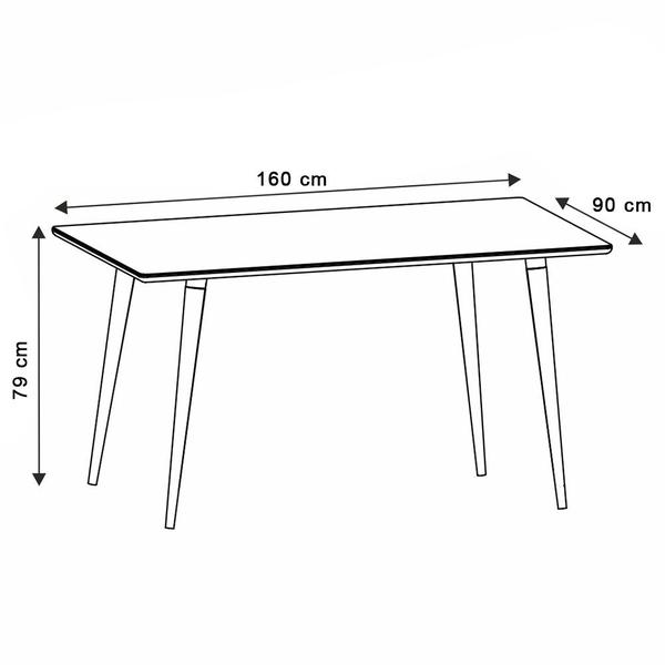 Imagem de Mesa de Jantar Retangular Antonella 160x90 cm Branco Pés Retrô Castanho - D'Rossi