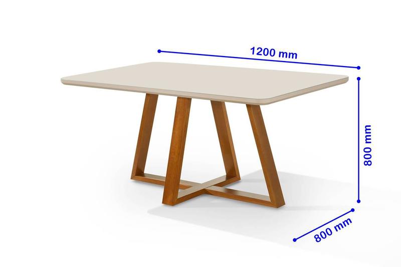 Imagem de Mesa de Jantar Retangular Bela Luxo Tampo Vidro/MDF 120 cm