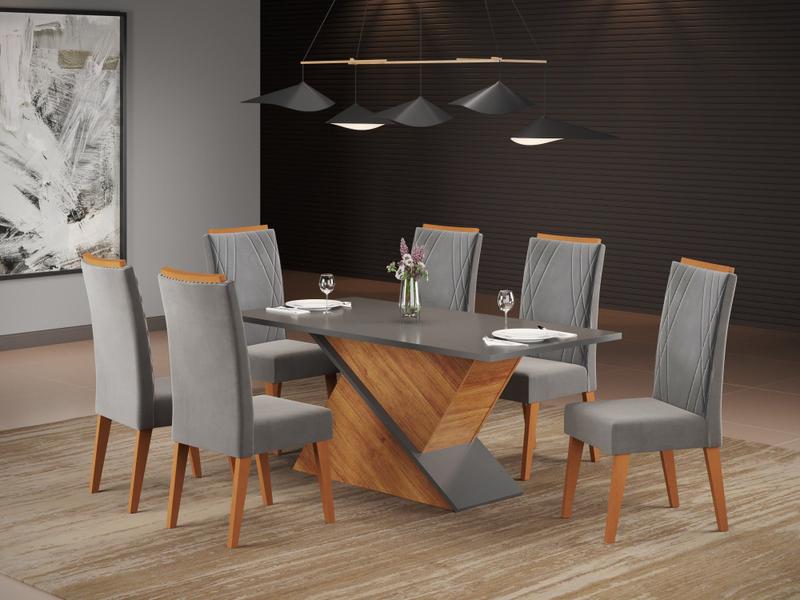 Mesa de Jantar Retangular BMW com 6 Cadeiras Madeira Maciça Vegas - Viero Mesa de Jantar Retangular BMW com 6 Cadeiras Madeira Maciça Vegas - Viero