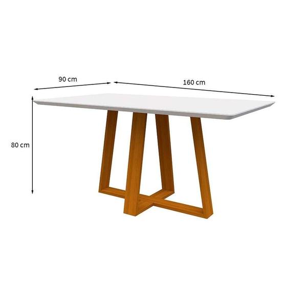 Imagem de Mesa de Jantar Retangular com Tampo de Vidro Lectus Off White e Ype 160 cm