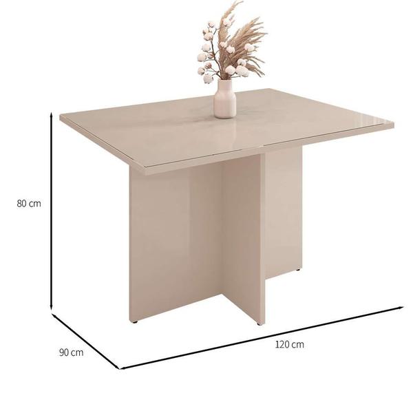 Imagem de Mesa de Jantar Retangular com Tampo de Vidro Paris Off White 120 cm