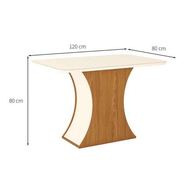 Imagem de Mesa de Jantar Retangular com Tampo de Vidro Selena II Off White e Nature 120 cm