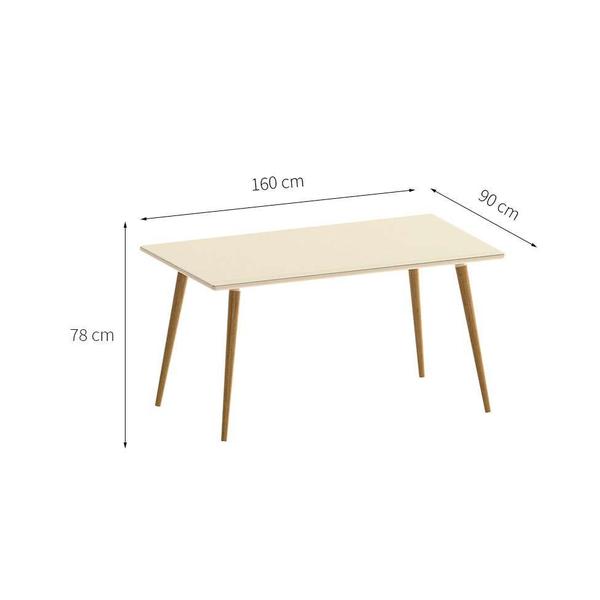 Imagem de Mesa de Jantar Retangular com Tampo de Vidro Veneza Plus Off White e Noce 160 cm