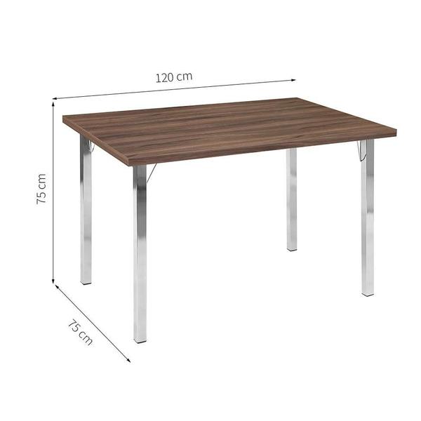 Imagem de Mesa de Jantar Retangular Fabíola Cromada e Marrom 120 cm