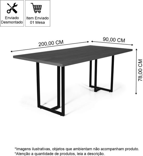 Imagem de Mesa de Jantar Retangular Industrial 6 Lugares 200x90cm Atos Branca - Straub Web