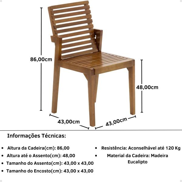 Imagem de Mesa de Jantar Retangular Luiza 160cm Natural com 6 Cadeiras em Madeira Isabela - Natural