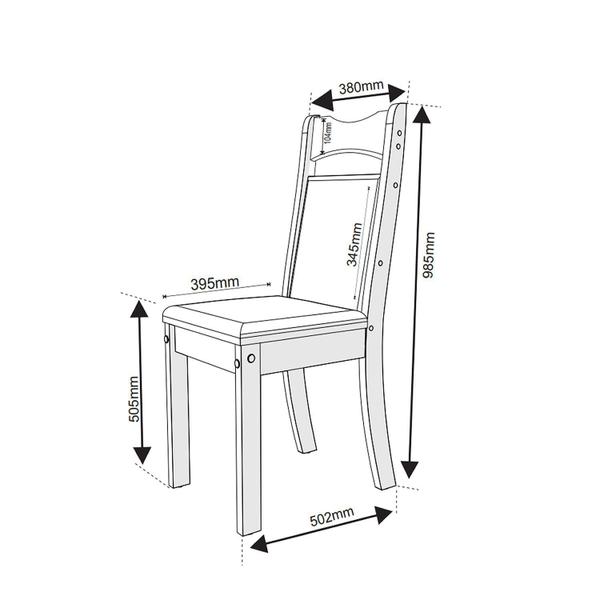 Imagem de Mesa de Jantar Retangular Meiry 1,20x80 com 4 Cadeiras Dalas