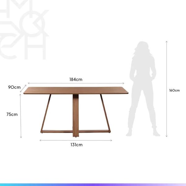 Imagem de Mesa de Jantar Retangular para 6 Lugares Avena 184 cm - Canella