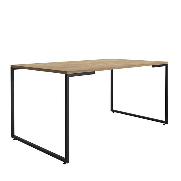 Imagem de Mesa de Jantar Retangular Porto 160 cm Natural Base Metálica Industrial Preto - D'Rossi