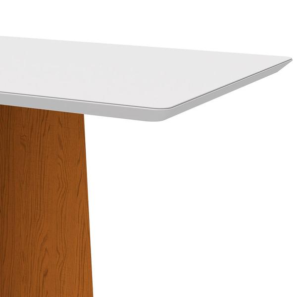 Imagem de Mesa de Jantar Retangular Tampo com Vidro Angra 135 cm Off White Base Ypê - D'Rossi