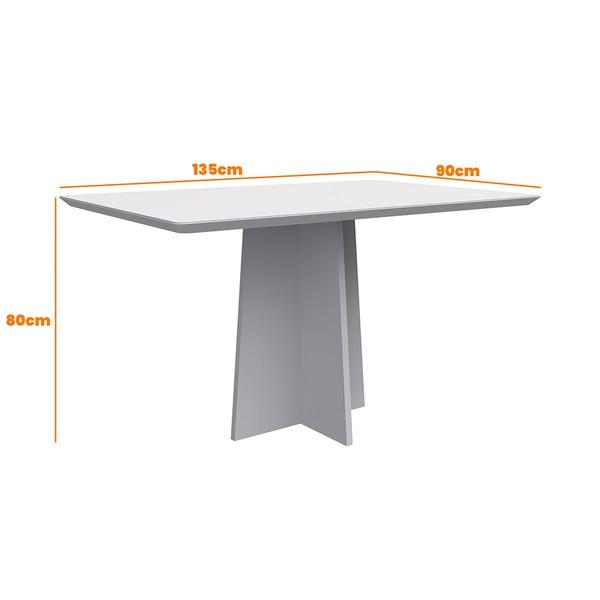 Imagem de Mesa de Jantar Retangular Tampo com Vidro Angra 135 cm Preto Base Imbuia - D'Rossi