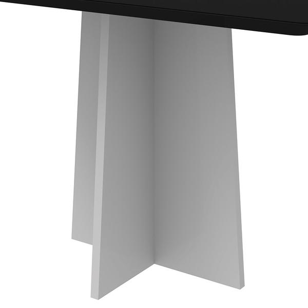 Imagem de Mesa de Jantar Retangular Tampo com Vidro Angra 135 cm Preto Base Off White - D'Rossi