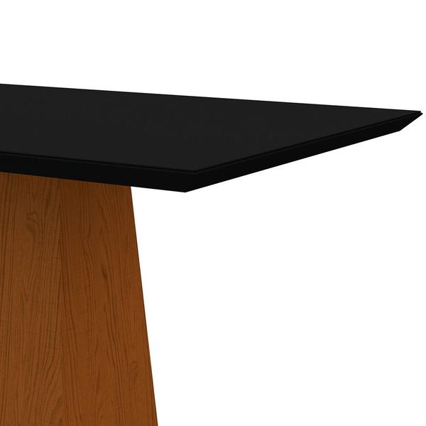 Imagem de Mesa de Jantar Retangular Tampo com Vidro Ester 135 cm Preto Base Ypê - D'Rossi