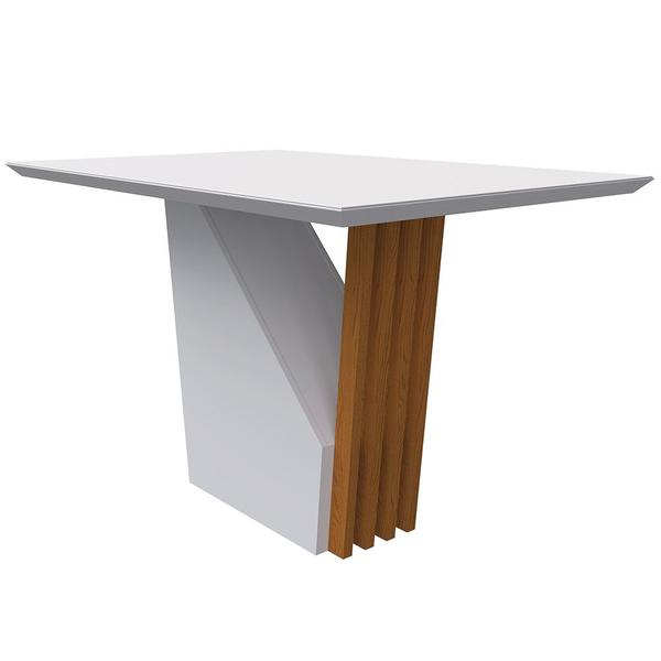 Imagem de Mesa de Jantar Retangular Tampo com Vidro Lita 120 cm Off White Base Ypê - D'Rossi