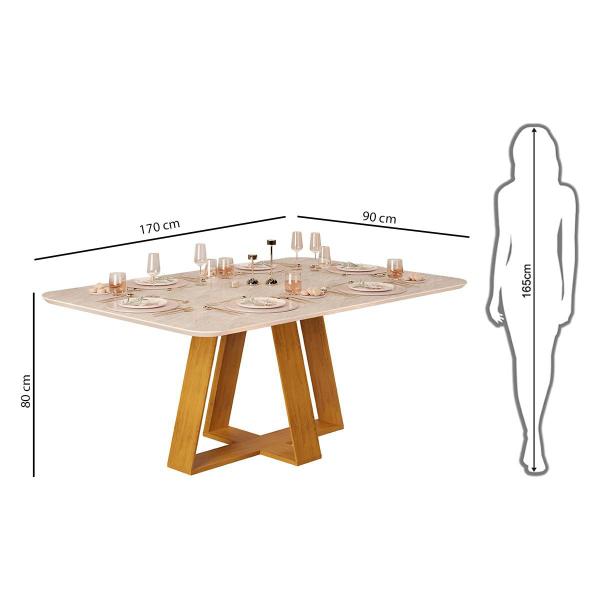 Imagem de Mesa de Jantar Retangular Tampo Sem Vidro 170x90 DJ Móveis Kiara Cedro Quartzo