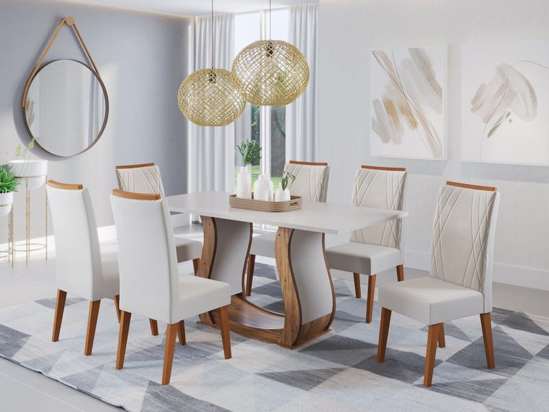 Mesa de Jantar Retangular Vitalic com 6 Cadeiras Madeira Maciça Vegas - Viero Mesa de Jantar Retangular Vitalic com 6 Cadeiras Madeira Maciça Vegas - Viero
