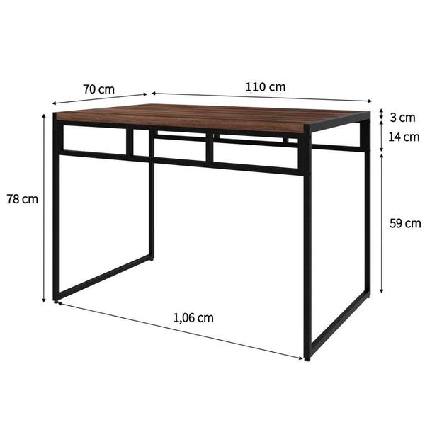 Imagem de Mesa de Jantar Retangular Wooden Nogal e Preta