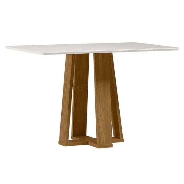 Imagem de Mesa de Jantar Rubi 120x80 cm com Vidro Ype Damasco Off White  New Ceval