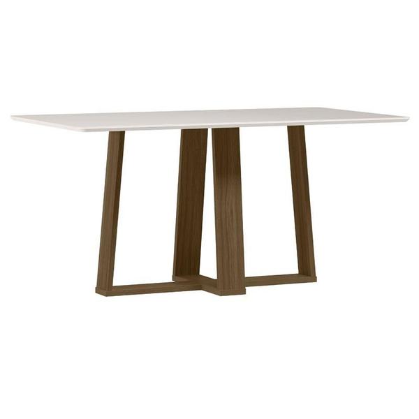 Imagem de Mesa de Jantar Rubi 160x90 cm com Vidro Imbuia Off White  New Ceval