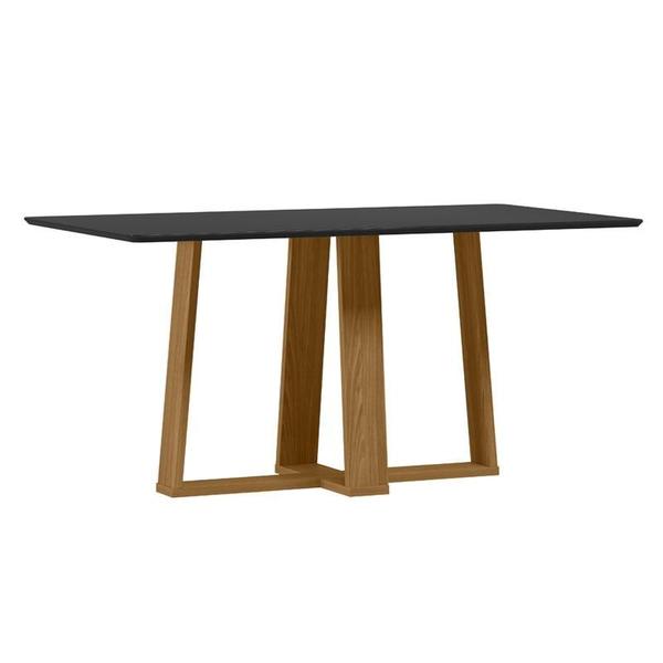 Imagem de Mesa de Jantar Rubi 160x90 cm com Vidro Ype Damasco Preto  New Ceval