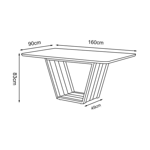 Imagem de Mesa de Jantar Safira 1,6m Off White com 6 Cadeiras Elisa Tec. Sintético Caramelo Madeira Maciça Imb