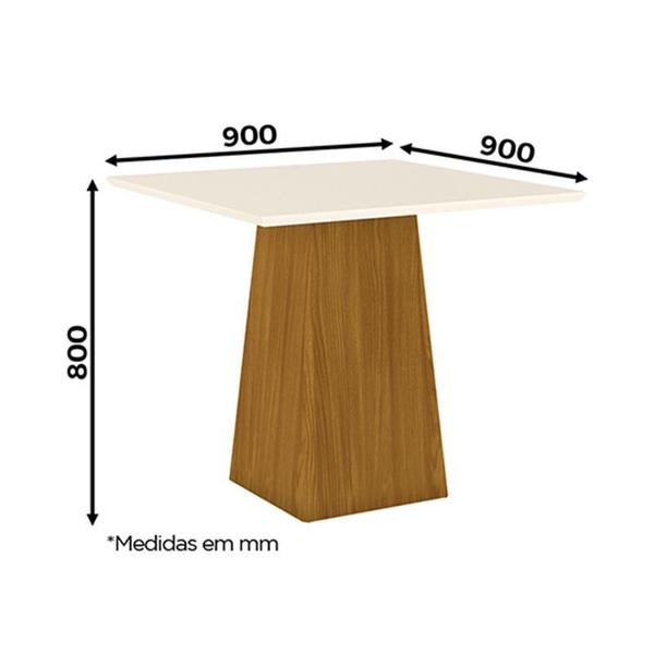 Imagem de Mesa de Jantar Sarah 90 cm Tampo Reto Nature Off White  Henn