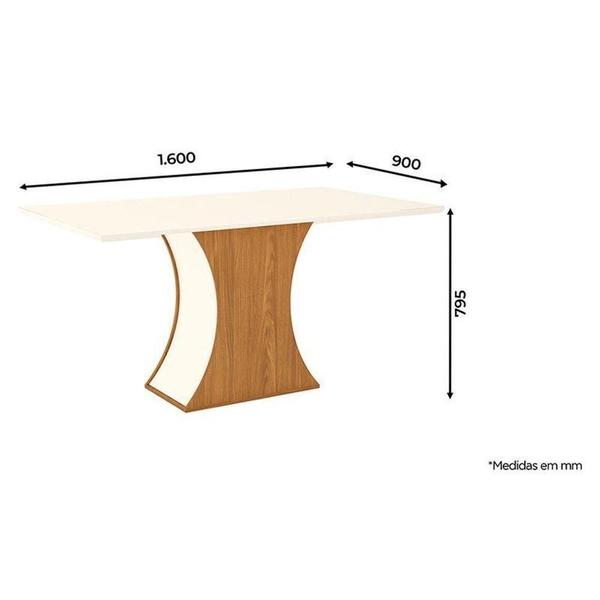 Imagem de Mesa De Jantar Selena 160 Cm Tampo Reto Nature Off White - Henn