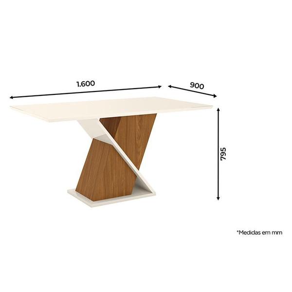 Imagem de Mesa de Jantar Solus 160 cm Tampo Reto com Vidro Nature Off White  Henn