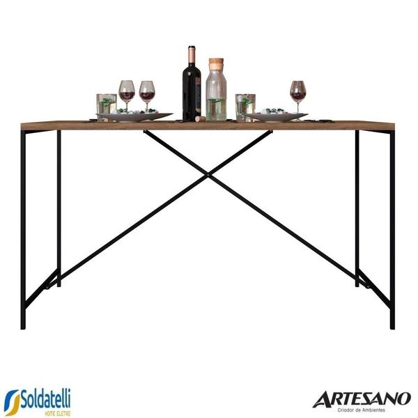 Imagem de Mesa de  jantar steel quadra mdp vermont aço carbono preto fosco 136cm - artesano