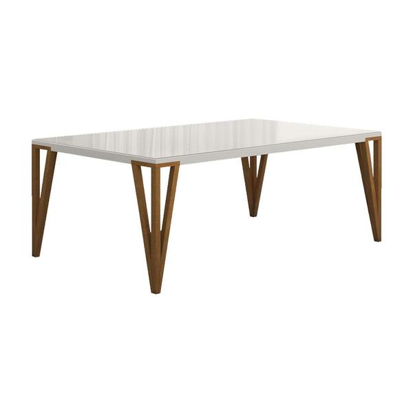 Imagem de Mesa de Jantar Suiça C03 218x110 cm - Laca Branco/Caramelo - Amarena Móveis