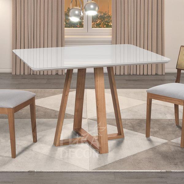 Imagem de Mesa de Jantar Tampo de Vidro Retangular 140cm Off White Luna