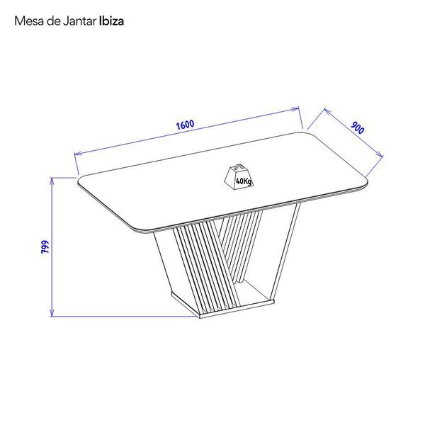 Imagem de Mesa de Jantar Tampo Marmorizado Preto com Vidro 6 Lugares Ibiza Yescasa