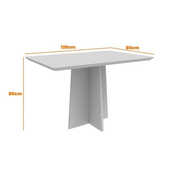 Imagem de Mesa De Jantar Tampo Vidro 120 Cm Off White Base Imbuia