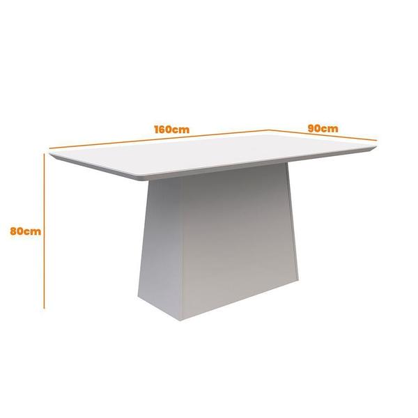 Imagem de Mesa De Jantar Tampo Vidro 160 Cm Preto Base Off White