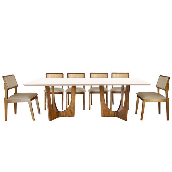 Imagem de Mesa de Jantar Trento com 4 Cadeiras Trento e 2 Ravena 200x100