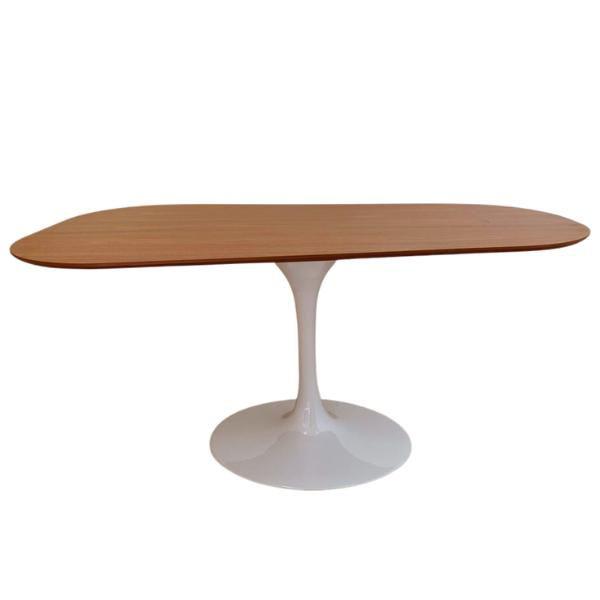 Imagem de Mesa de Jantar Tulipa Saarinen Orgânica 140x90 Base Branca Tampo Madeira Freijó