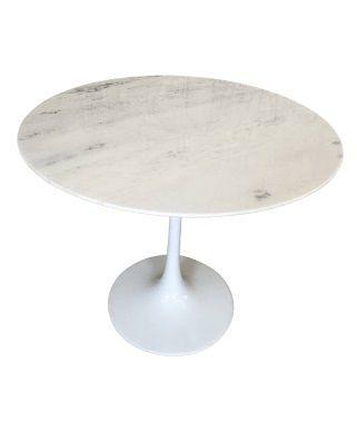 Imagem de Mesa De Jantar Tulipa Saarinen Redonda 110 cm Mármore Branco Extra