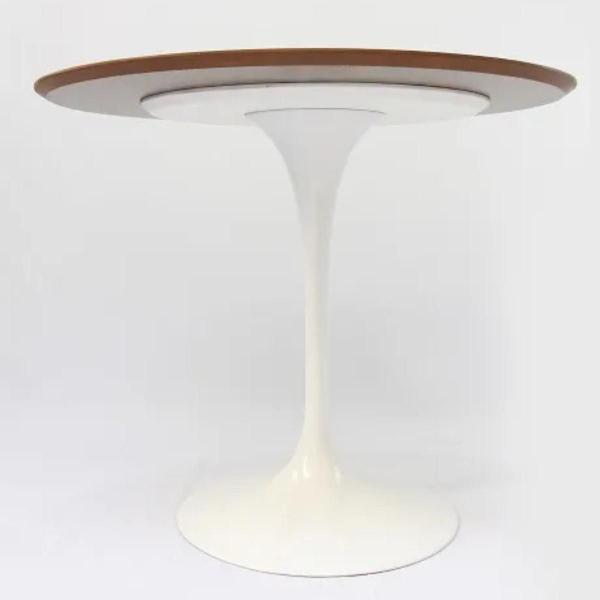 Imagem de Mesa de Jantar Tulipa Saarinen Redonda 120 cm Tampo Imbuia Base Branca